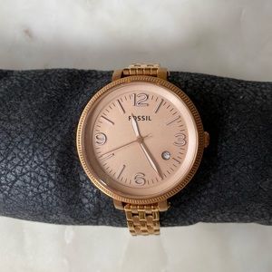 Monroe three hand date rose gold watch